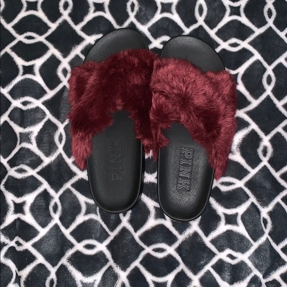 PINK Victoria's Secret Shoes - VS PINK fur slides